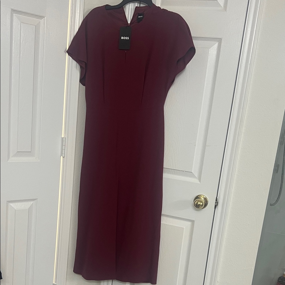 Boss Women's Deep Burgundy Midi Dress